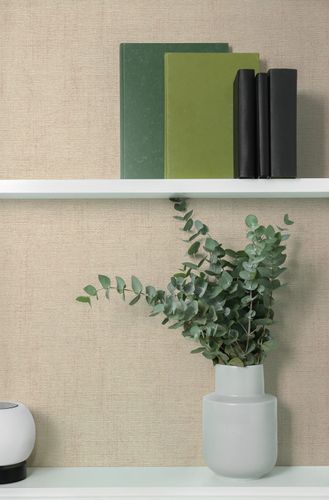 Non-woven wallpaper plain textile look modern beige 79165-1