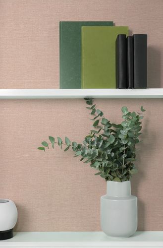 Non-woven wallpaper plain textile look modern pink 79165-7