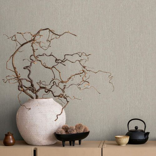 Non-woven wallpaper plain wood look brown grey 35355