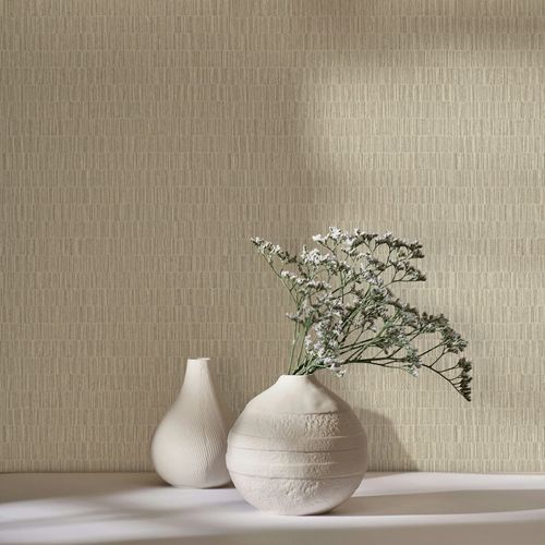 Non-woven wallpaper wood look stripes beige cream 35364