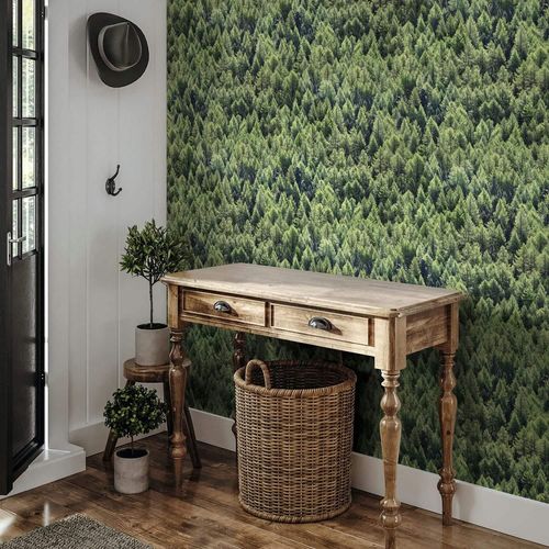 Non-woven wallpaper forest nature motif trees green 45730