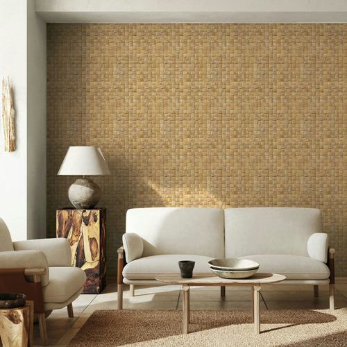 Non-woven wallpaper wood look 3D effect graphic beige 45739