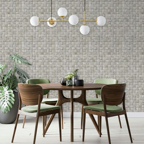 Non-woven wallpaper wood look graphic grey beige 45741