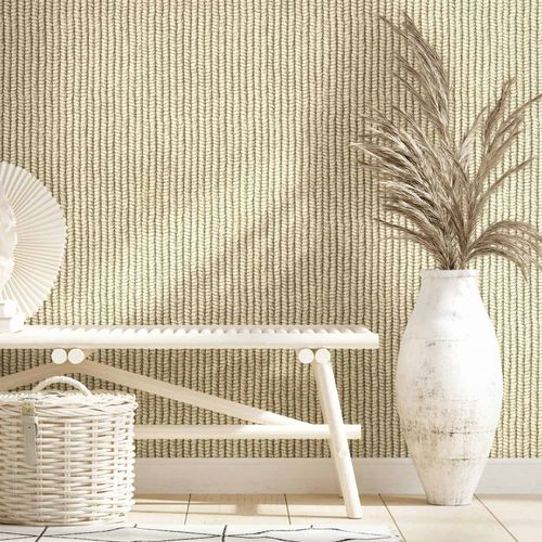 Non-woven wallpaper textile look weave beige cream 45749