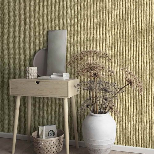 Non-woven wallpaper textile look weave beige brown 45750