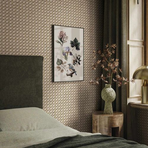 Non-woven wallpaper rattan look 3D effect beige 45752