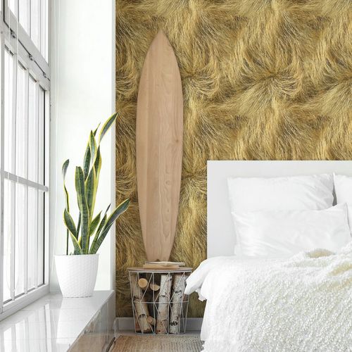 Non-woven wallpaper hay grasses floral beige brown 45769