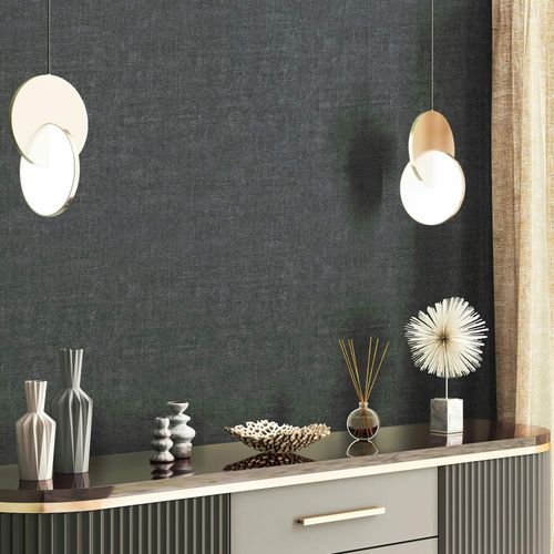 Non-woven wallpaper plain textile look anthracite 45772