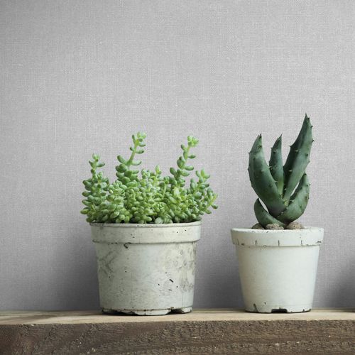 Non-woven wallpaper plain textile look light grey 45776