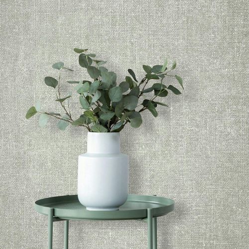 Non-woven wallpaper plain textile look grey cream 45777