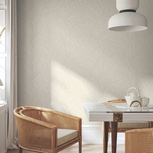 Non-woven Wallpaper Floral Grasses Skandi Beige Cream 82504