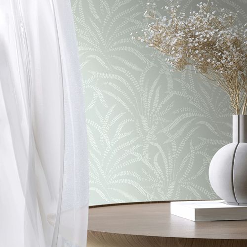 Non-woven Wallpaper Floral Grasses Skandi Green Cream 82505