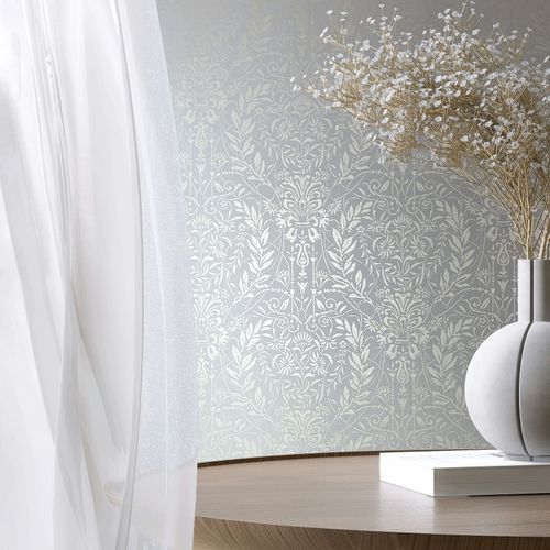 Non-woven Wallpaper Ornaments Blue Grey Metallic 82509