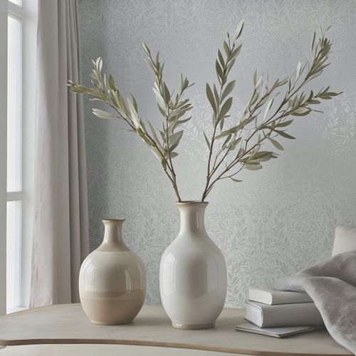 Non-woven Wallpaper Ornaments Grey Silver Metallic 82511