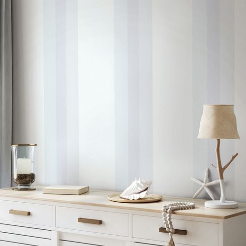 Non-woven Wallpaper Stripe Pattern Modern Light Grey 82563