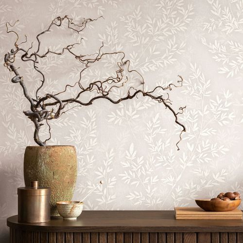 Non-woven Wallpaper Floral Leaves Twigs Beige Cream 89026