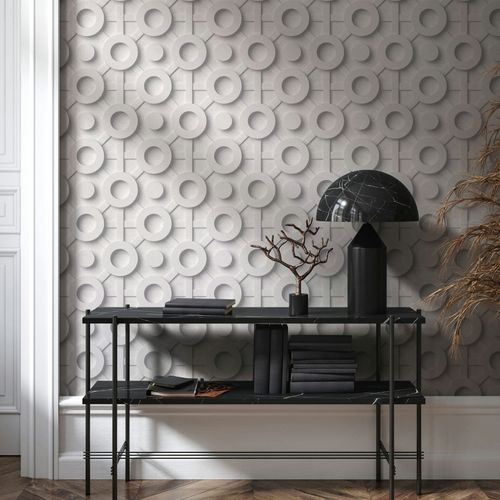 Non-woven wallpaper 3D_Effekt Graphic Light Grey 89030