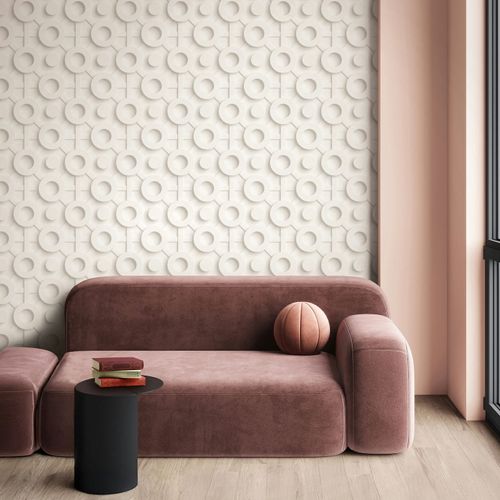 Non-woven wallpaper 3D_Effekt Graphic Cream Grey 89031