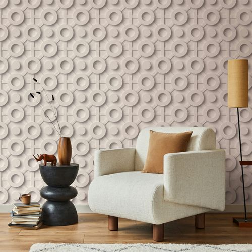 Non-woven wallpaper 3D_Effekt Graphic Beige Grey 89032