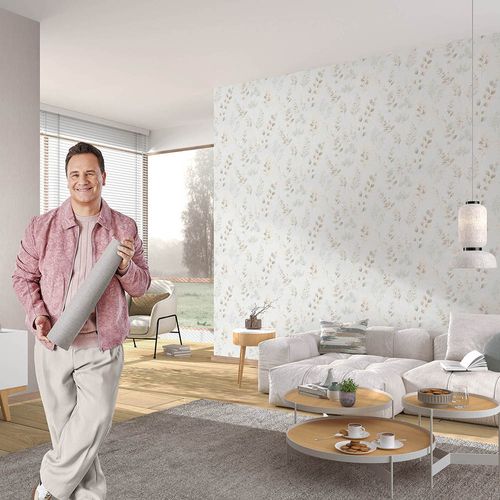 Guido Maria Kretschmer Wallpaper Leaves White Beige