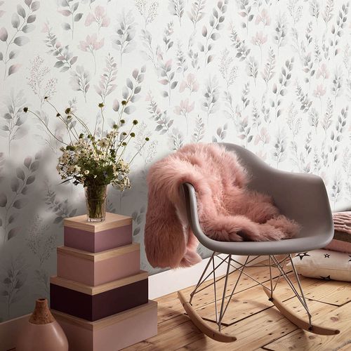 Guido Maria Kretschmer Wallpaper Leaves White Pink
