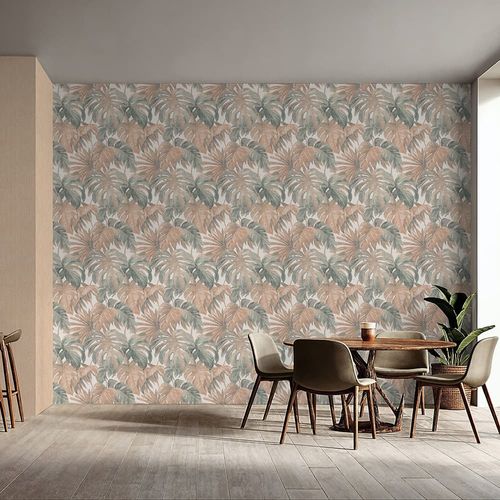 Non-woven Wallpaper Leaves Cream Brown Green 10558-11
