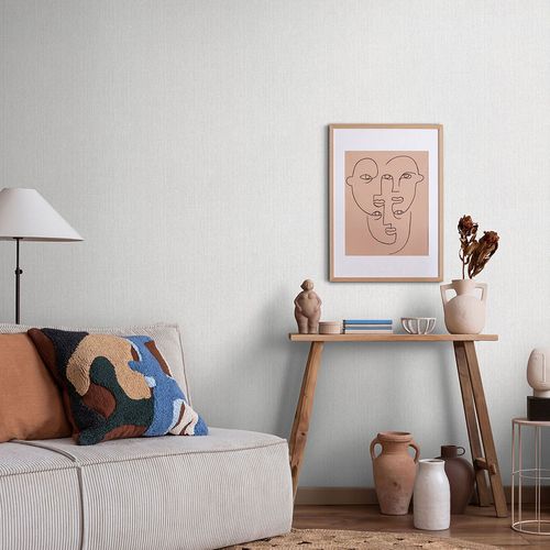 Non-woven Wallpaper plain Stripes Grey Cream 10559-31