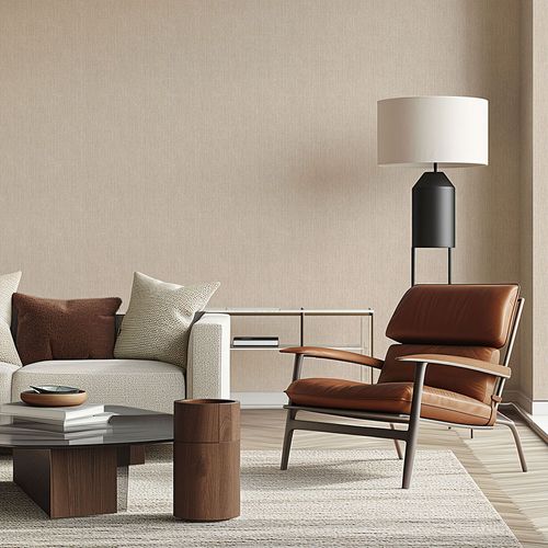 Non-woven Wallpaper Plain Stripes Brown Grey 10559-32