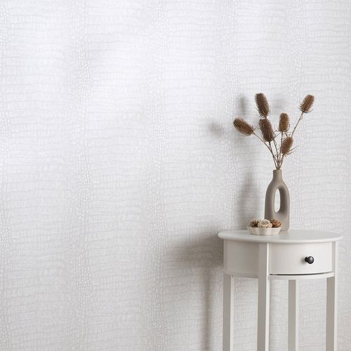 Non-woven wallpaper crocodile light grey metallic 10560-10