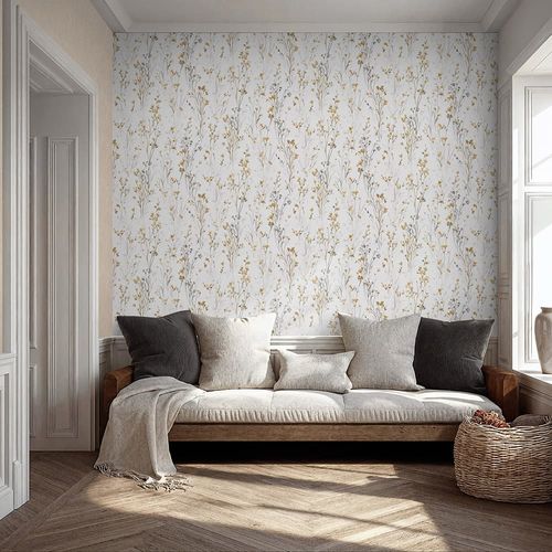 Non-woven Wallpaper Floral Cream Grey Yellow 10561-20