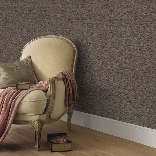 Non-woven Wallpaper Wood Look Dark Brown Metallic 10562-11