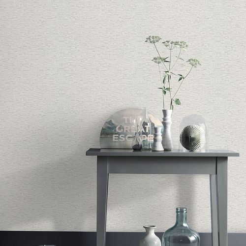 Non-woven Wallpaper Wood Look Cream Grey Glitter 10562-38