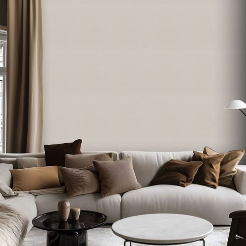 Non-woven Wallpaper plain Textile Look Cream Beige 10563-26