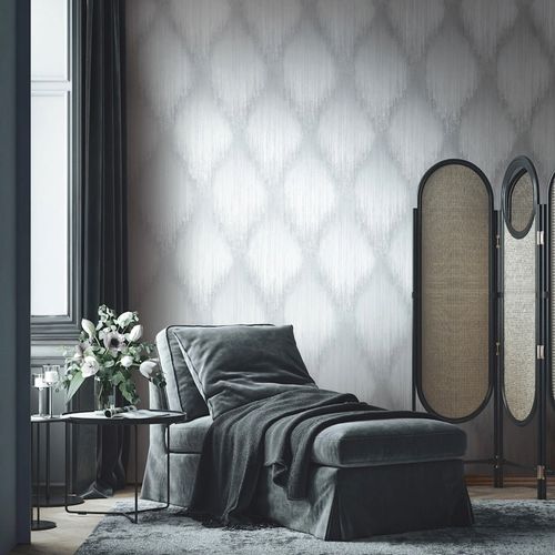 Wallpaper Papis Loveday Graphic Light Grey Metallic 35807