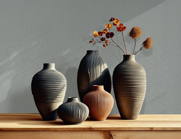 Wallpaper Papis Loveday Plain Plaster Look Dark Grey 35827