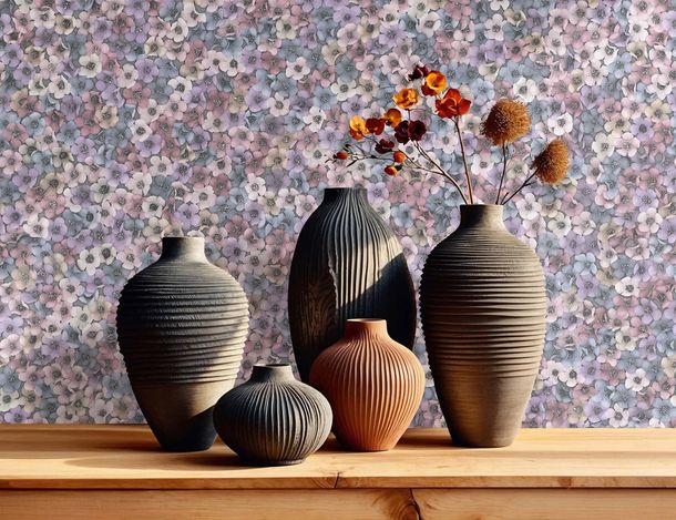 Wallpaper Papis Loveday Floral Purple Pink Blue 35844