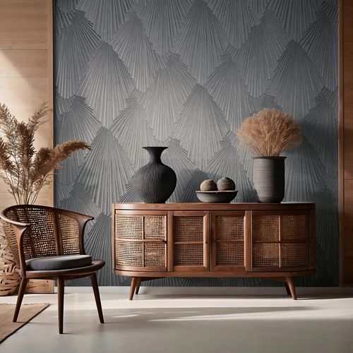 Wallpaper Papis Loveday Fan Grey Silver Metallic 35849