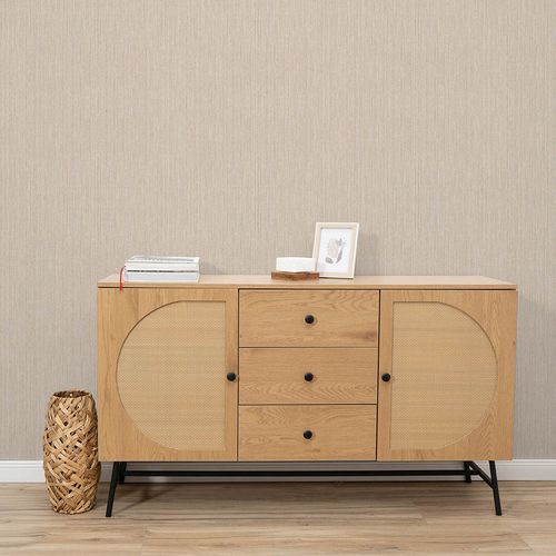 Non-woven Wallpaper Plain Beige Grey Glitter 10590-02