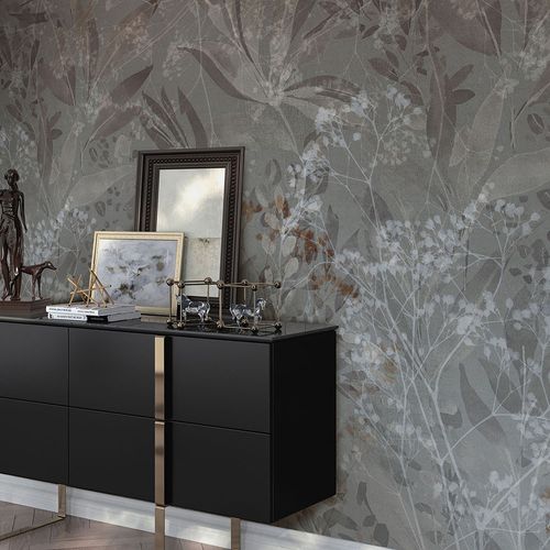 Photo Wallpaper Leaf Pattern Floral Brown Grey 22101-07-01