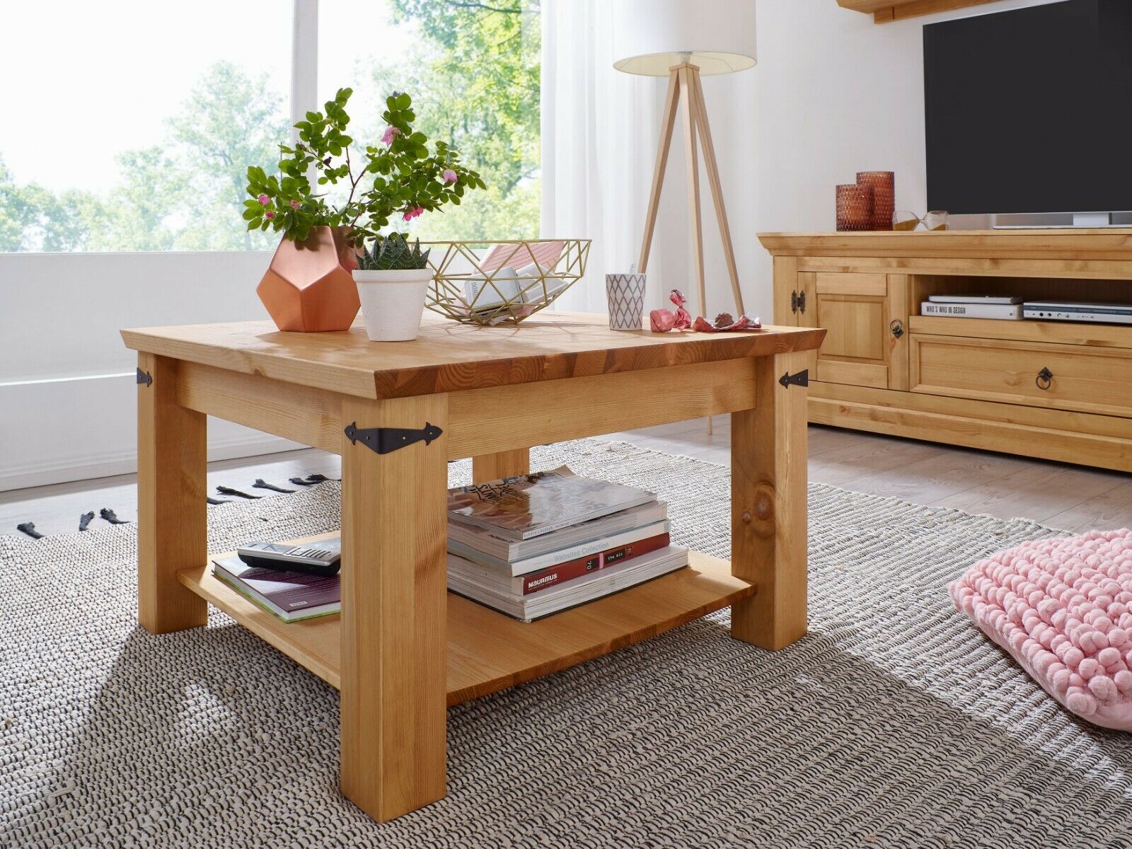 Couchtisch I WZ-0204 Kiefer Massiv Stubentisch Beistelltisch Tisch Mit