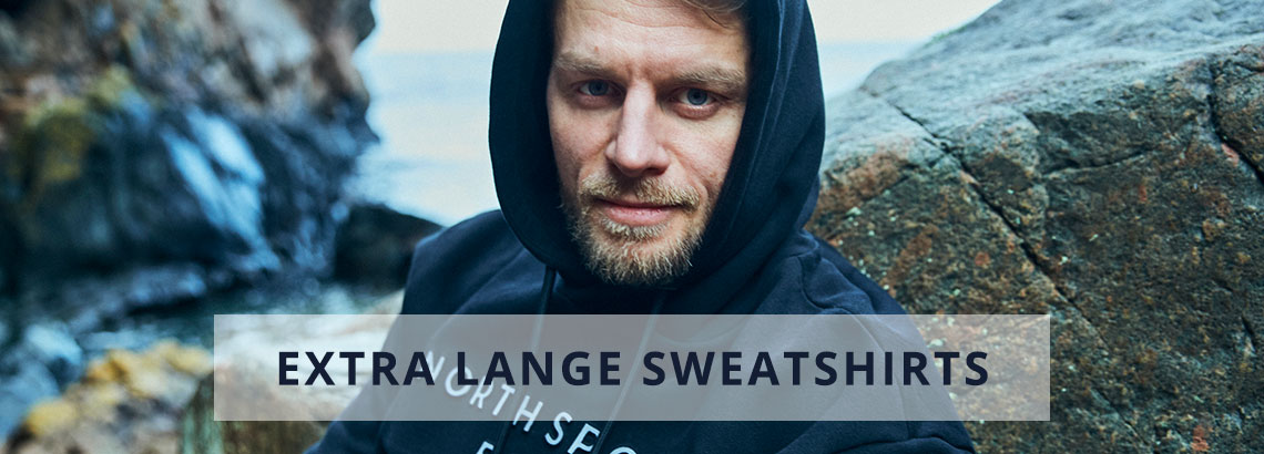 Extra langes Sweatshirt mit Kapuze für große Männer ab 1,95 m