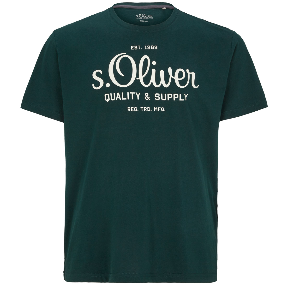 T-Shirt in Übergrößen mit s.Oliver-Print, flaschengrün