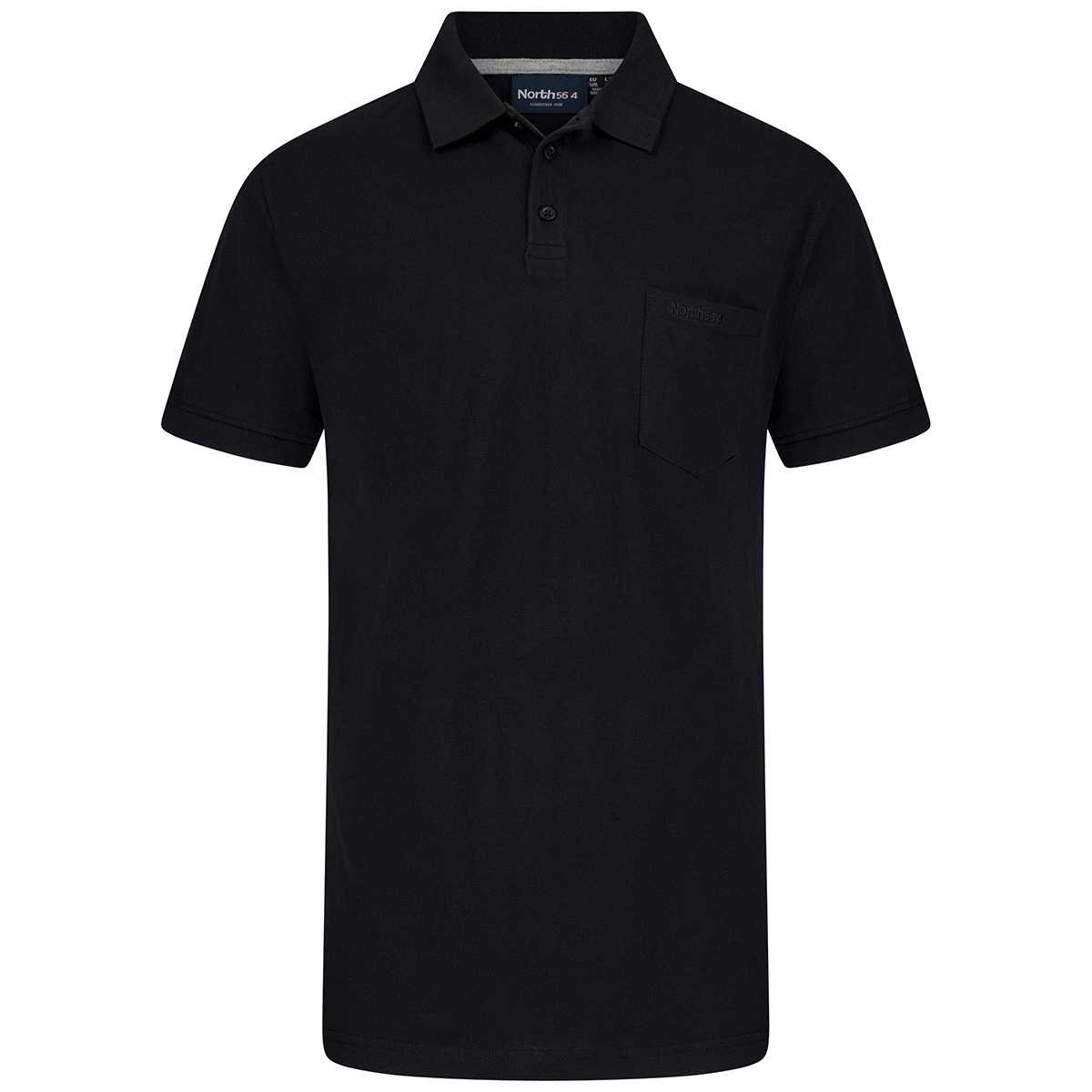 North 56°4 Piqué Poloshirt extra lang mit Brusttasche schwarz