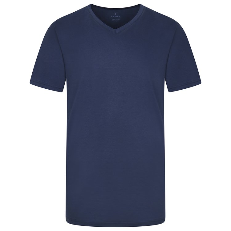 T-Shirt extra lang - V-Ausschnitt - nachtblau
