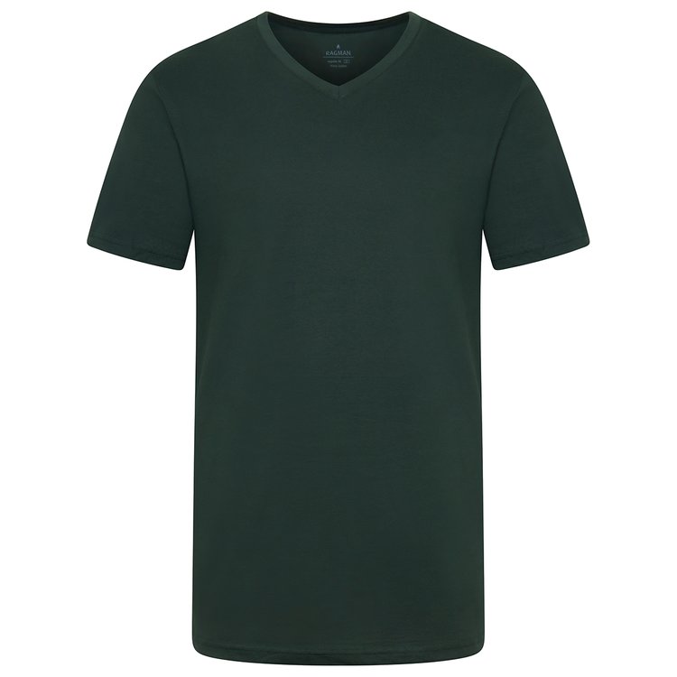 T-Shirt extra lang - V-Ausschnitt - dunkelgrün