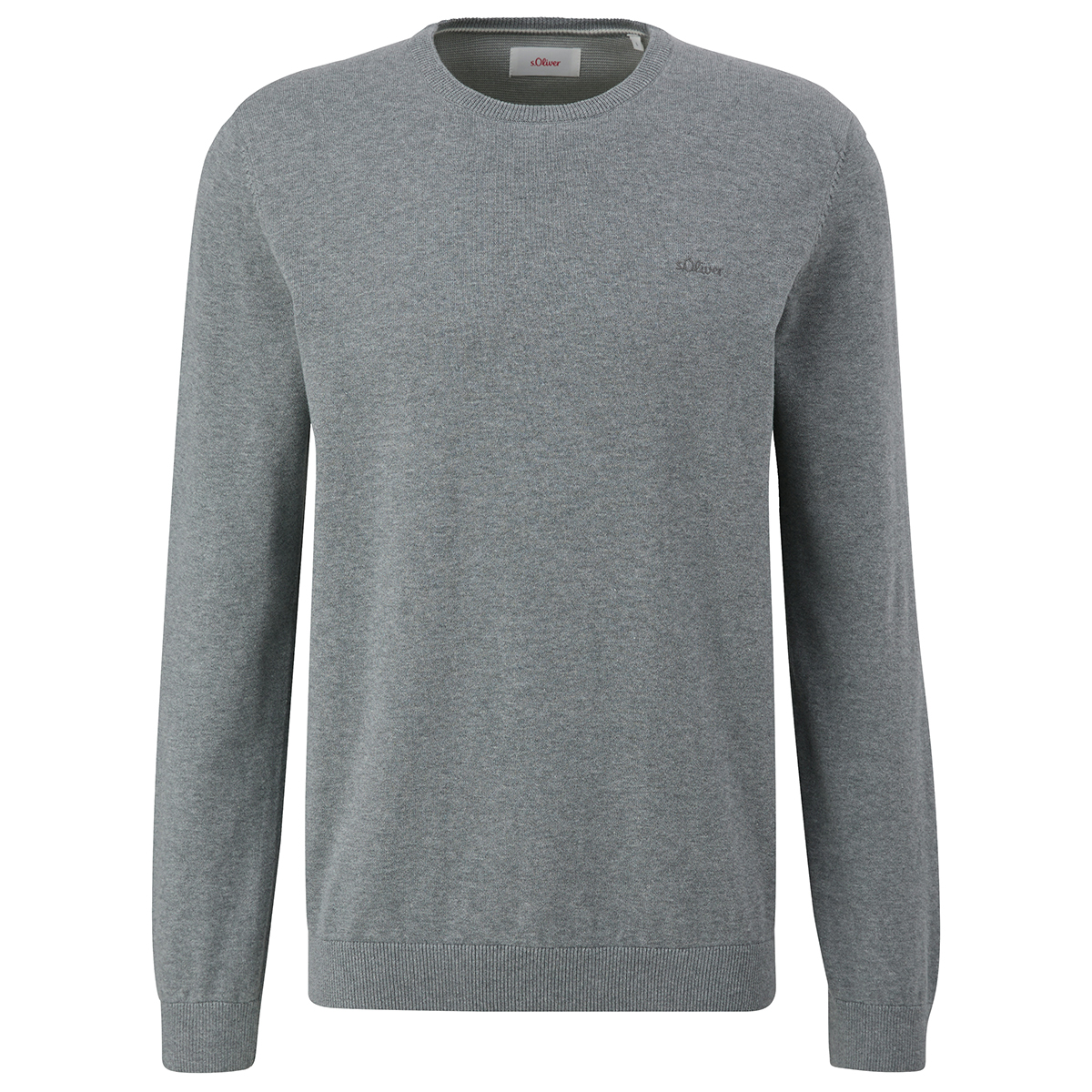Feinstrick Pullover extra lang Rundhals grau