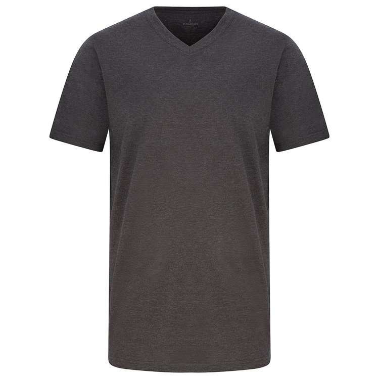 Extra langes Herren T-Shirt, V-Ausschnitt, anthrazit