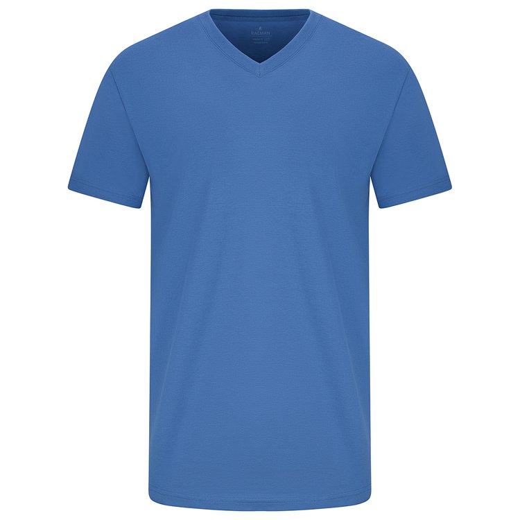 T-Shirt extra lang - V-Ausschnitt - blau