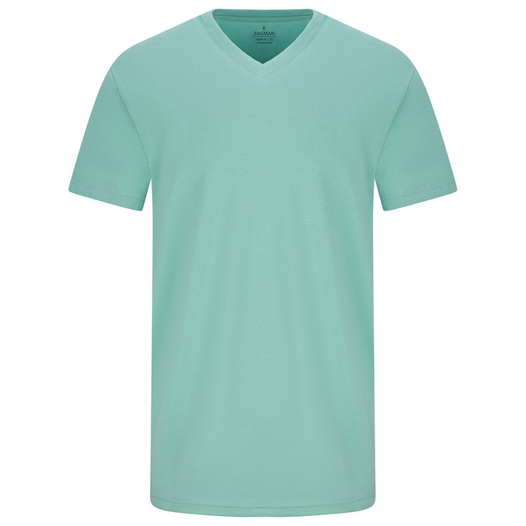 T-Shirt extra lang - V-Ausschnitt - grün