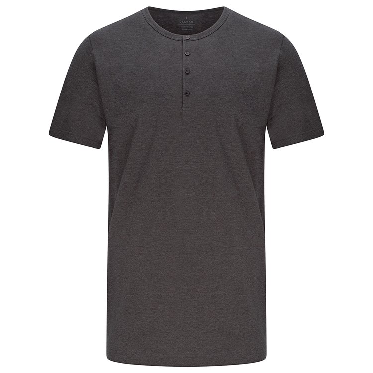 Extra langes Serafino Shirt in anthrazit
